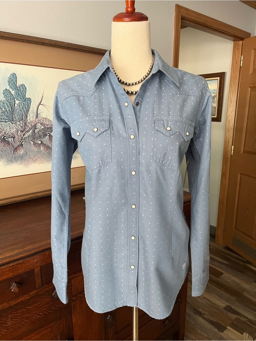 NWT Ariat Merchant blue western snap shirt